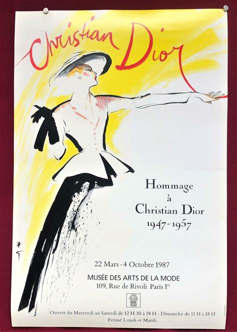 hommage à christian dior rene gruau|Hommage a Christian Dior original French vintage fashion poster.